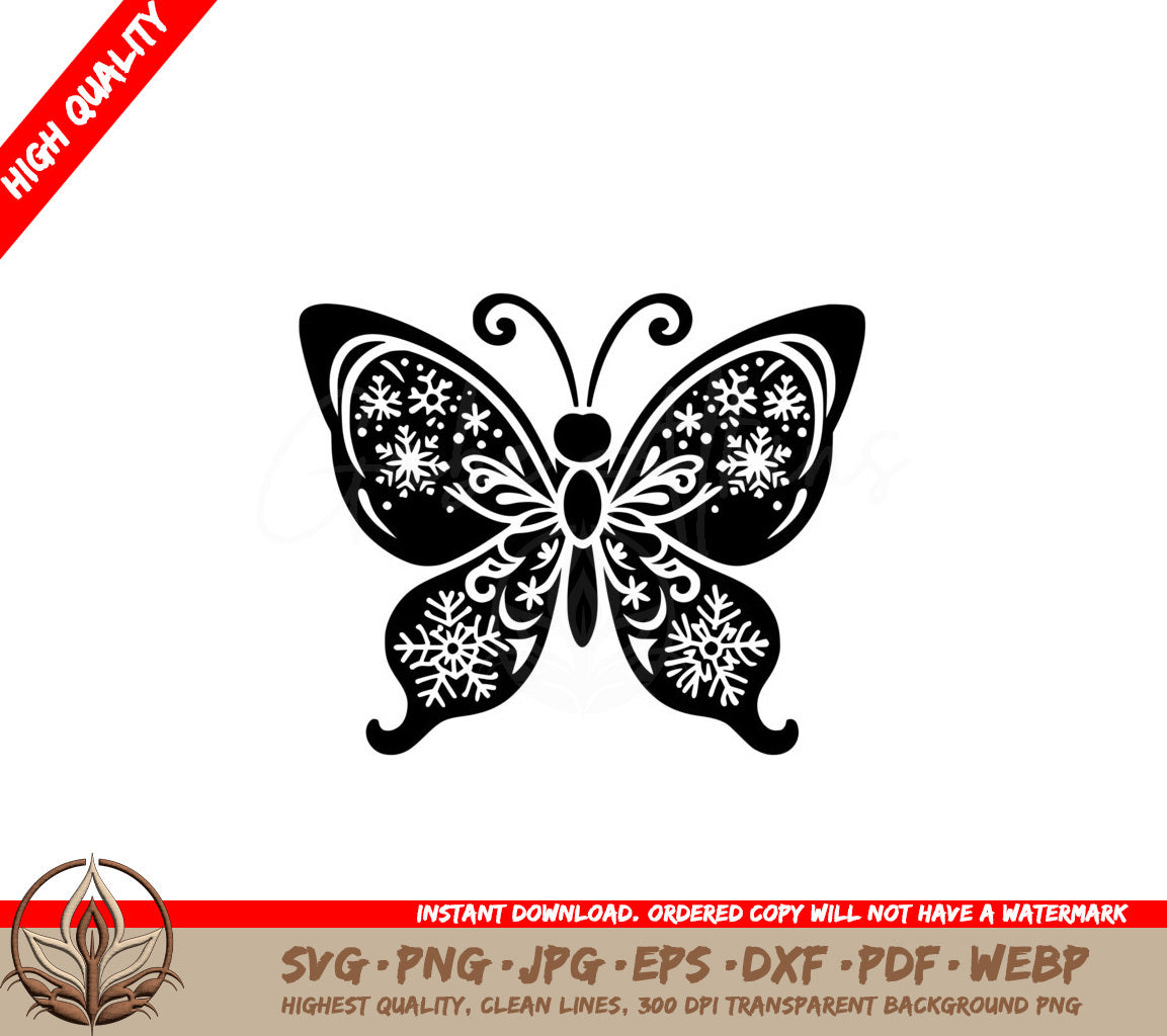 Snowflake Butterfly Whispers SVG PNG JPG AI PDF DXF EPS  WebP Digital Download 
