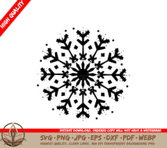 Snowflake Solitude - Digital Design in Multiple File Formats (SVG, PNG, JPG, AI, PDF, DXF, EPS, WebP) 
