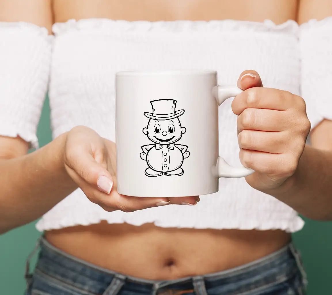  Snowman with Top Hat & Bow Tie SVG - Coloring Page SVG