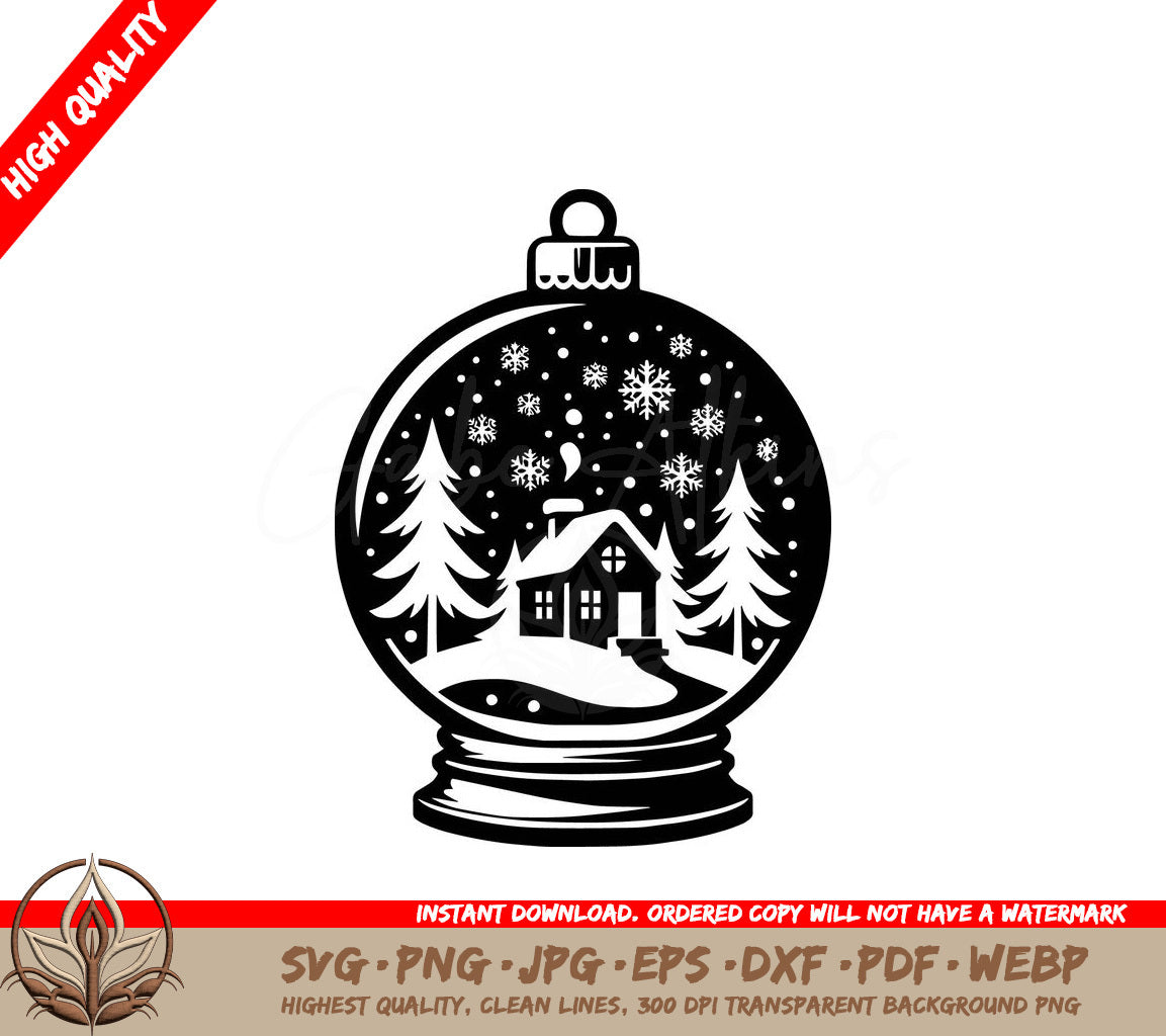 Snowy Night Ornament - Digital Download (SVG, PNG, JPG, AI, PDF, DXF, EPS, WebP) 
