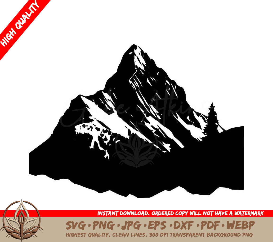 Snowy Peak Digital Design Cut File in SVG, PNG, JPG, AI, PDF, DXF, EPS and WebP Formats 
