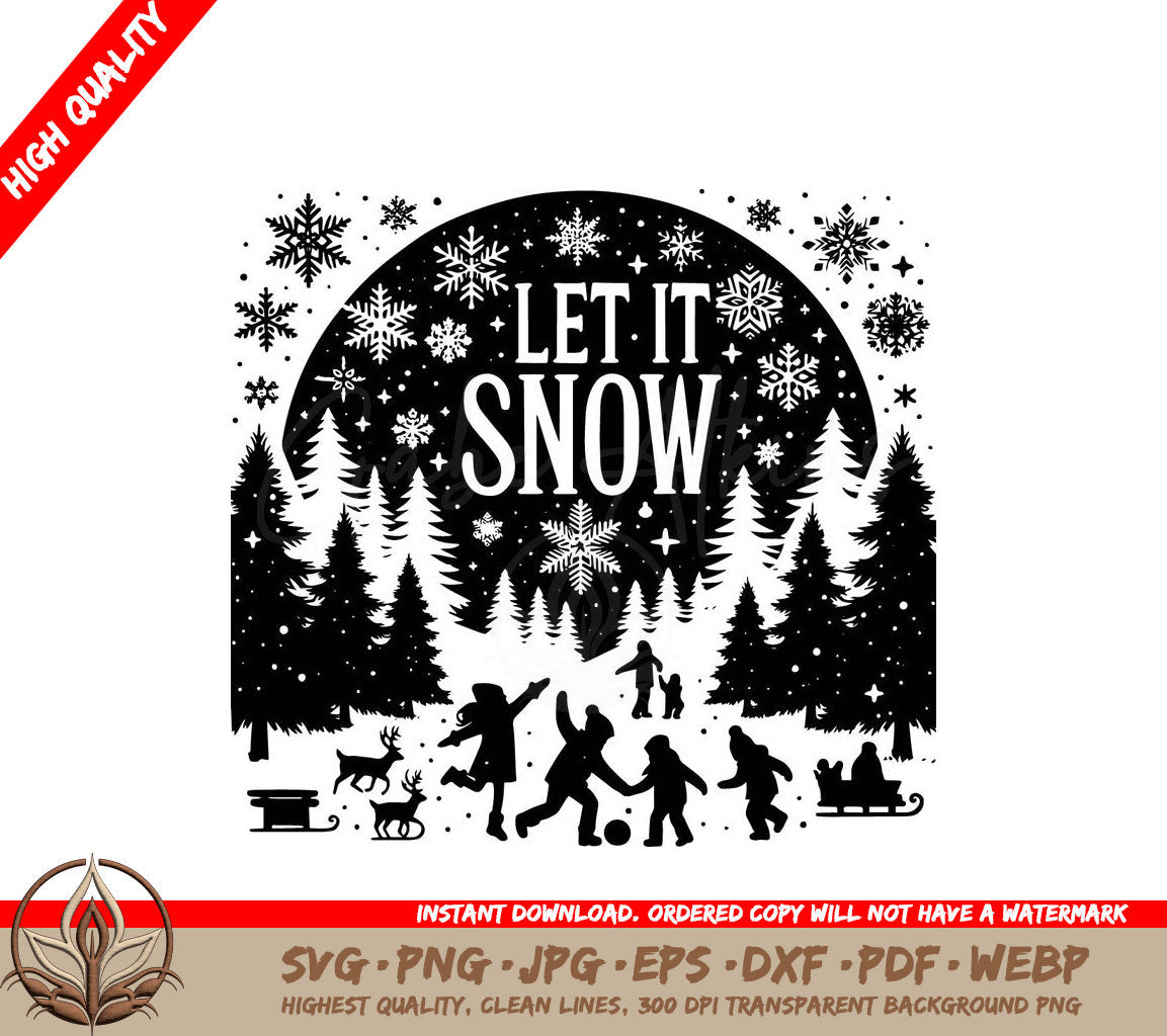 Snowy Playtime: Digital Design File (SVG, PNG, JPG, AI, PDF, DXF, EPS, WebP) 
