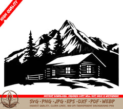 Snowy Retreat Digital Design Cut File in SVG, PNG, JPG, AI, PDF, DXF, EPS and WebP Formats 
