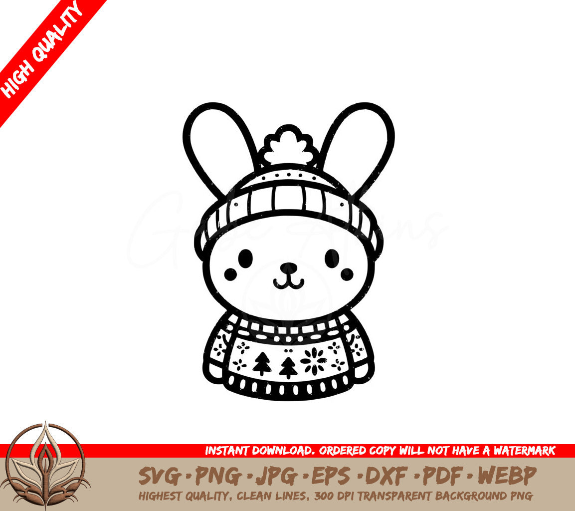 Snuggly Sweater Bunny SVG Cut File 
