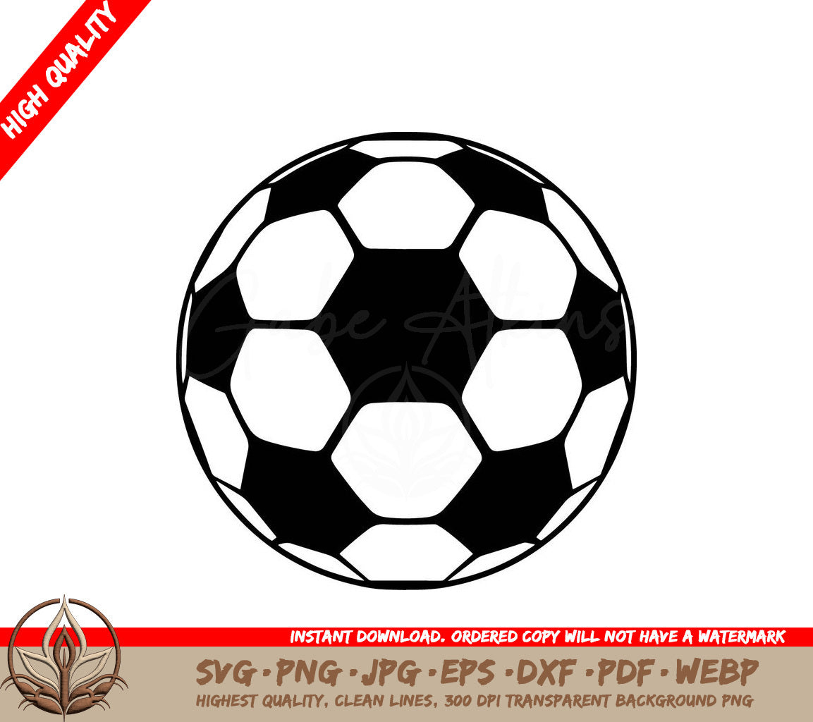 Soccer Ball Closeup Digital Design in Multiple File Formats (SVG, PNG, JPG, AI, PDF, DXF, EPS, WebP) 
