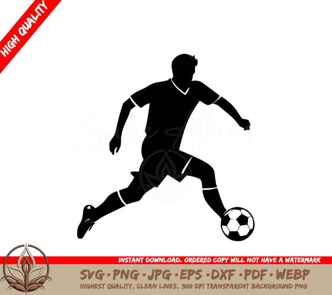 Soccer Kick Digital Design File (SVG, PNG, JPG, AI, PDF, DXF, EPS, WebP) 
