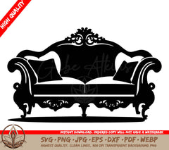 Sofa Digital Design Cut File for Cricut, Silhouette and other cutting machines (SVG, PNG, JPG, AI, PDF, DXF, EPS and WebP) 
