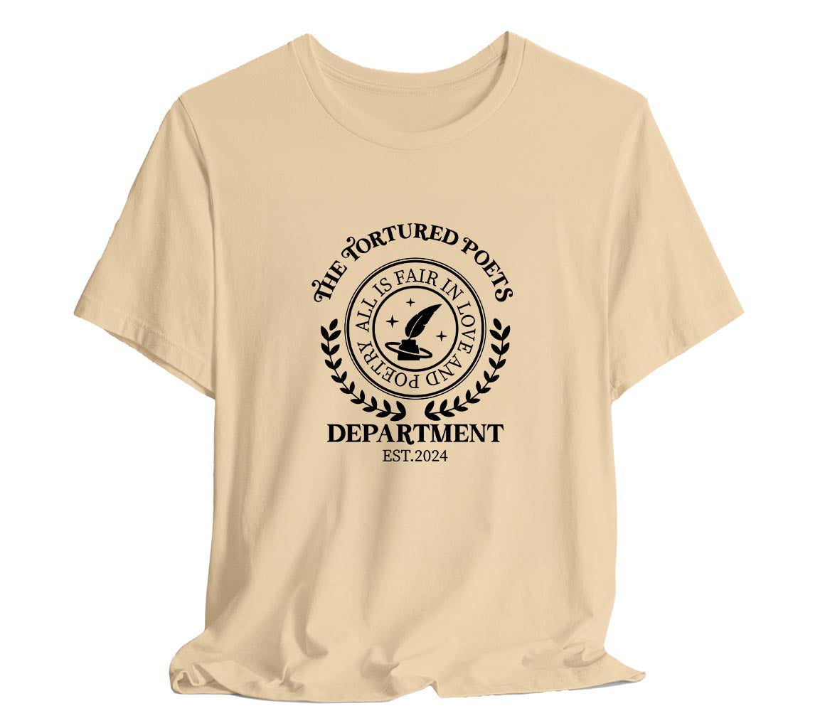 The Tortured Poets Department T-Shirt | All Is Fair In Love and Poetry | Poetry - Taylor Swift Inspired Adult Unisex Bella + Canvas