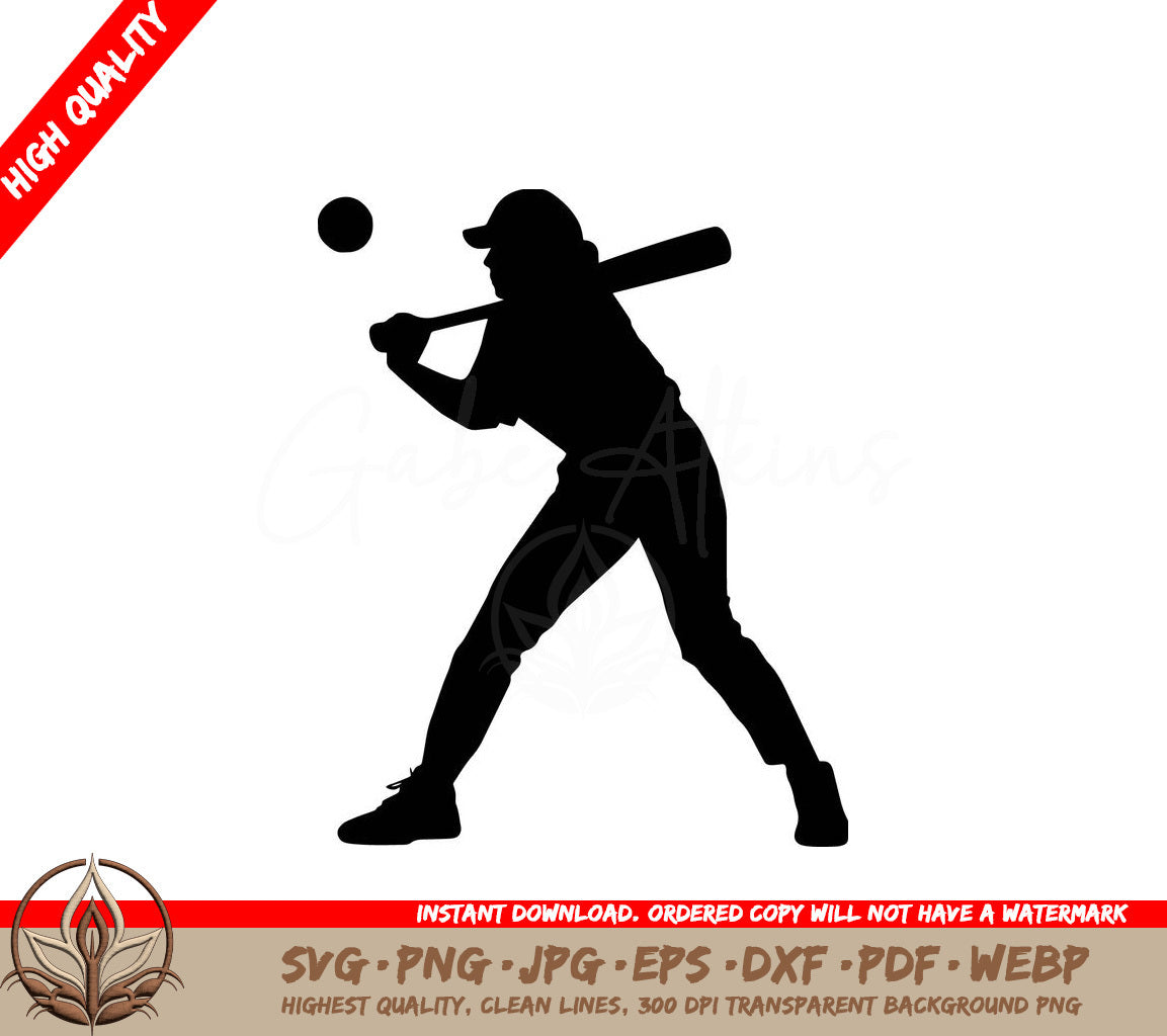 Softball Batter - Digital Design in Multiple File Formats (SVG, PNG, JPG, AI, PDF, DXF, EPS, WebP) 
