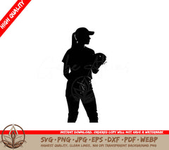 Softball Player Silhouette - Digital Download in Multiple File Formats 
