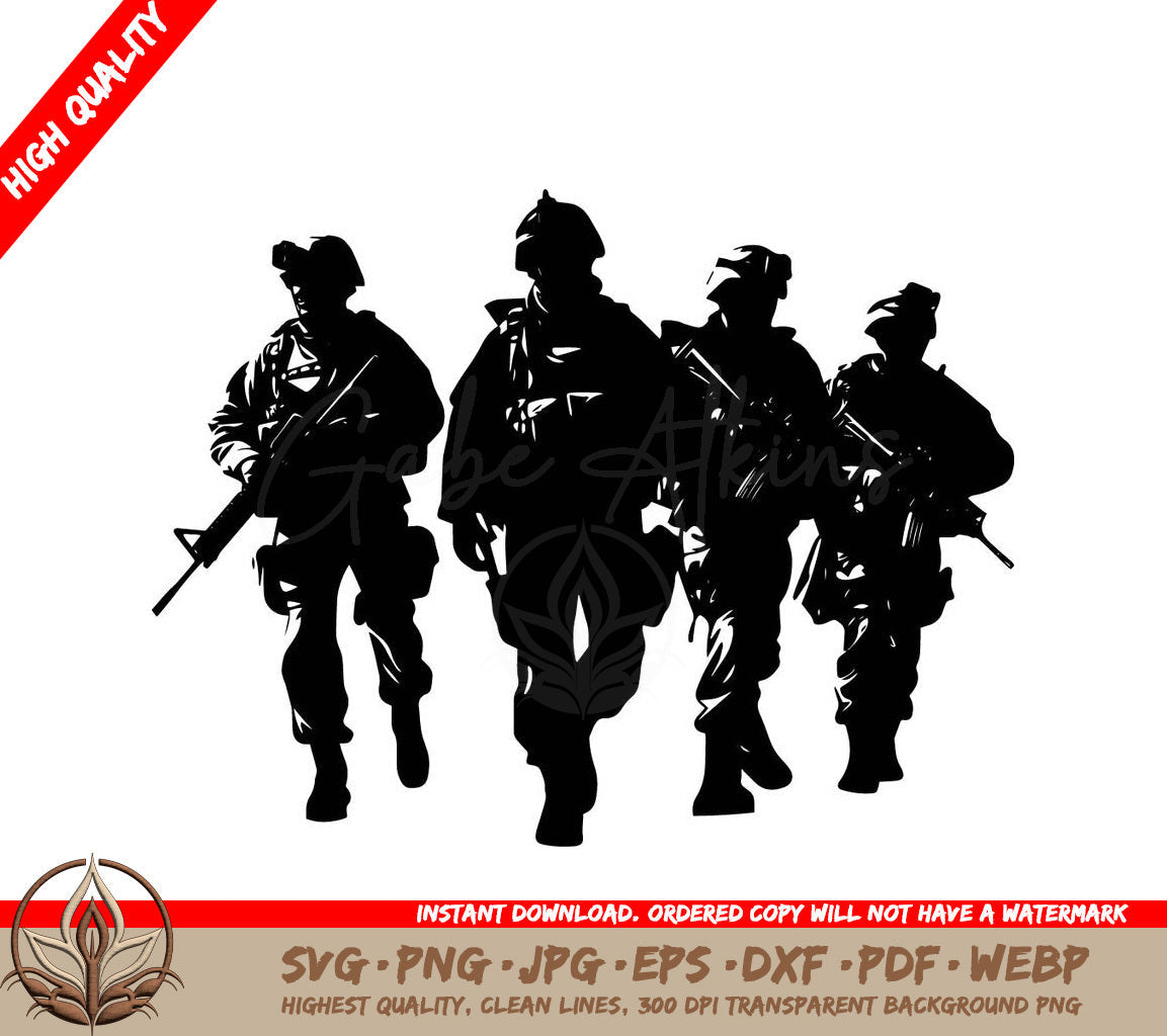 Soldiers on Patrol Digital Design File (SVG, PNG, JPG, AI, PDF, DXF, EPS, WebP) 
