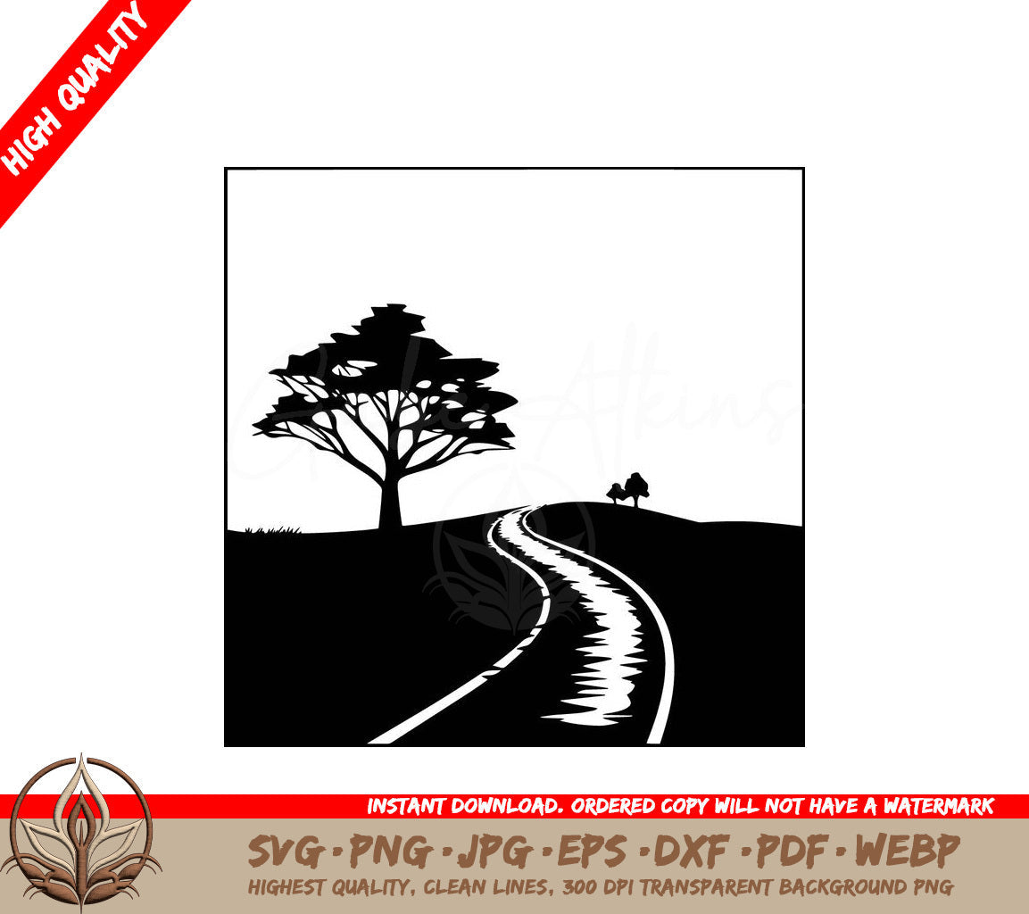 Solitary Country Road Digital Design in SVG, PNG, JPG, AI, PDF, DXF, EPS  WebP Formats 
