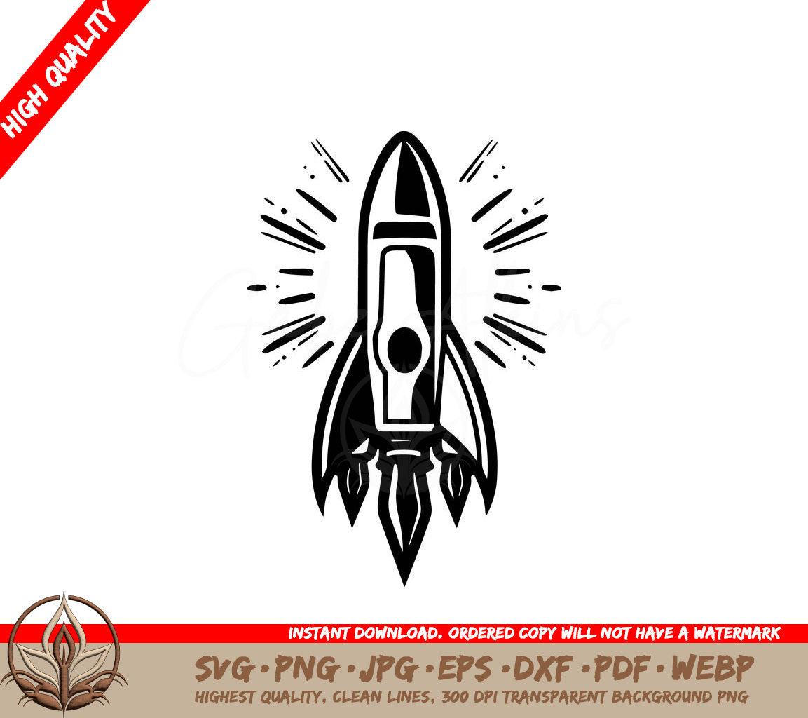 Space Rocket Digital Design File (SVG, PNG, JPG, AI, PDF, DXF, EPS, WebP) 
