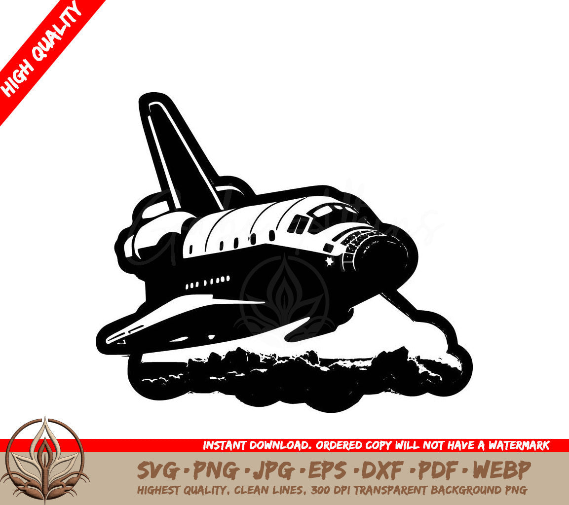 Space Shuttle Digital Design Cut File in SVG, PNG, JPG, AI, PDF, DXF, EPS and WebP Formats 
