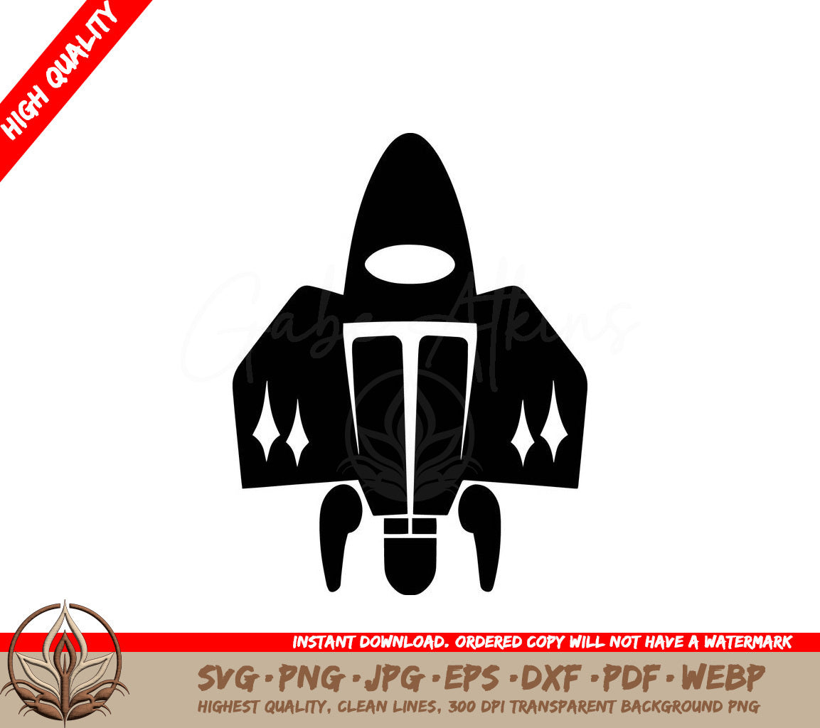 Spaceship Takeoff - Digital Design in Multiple File Formats (SVG, PNG, JPG, AI, PDF, DXF, EPS, WebP) 
