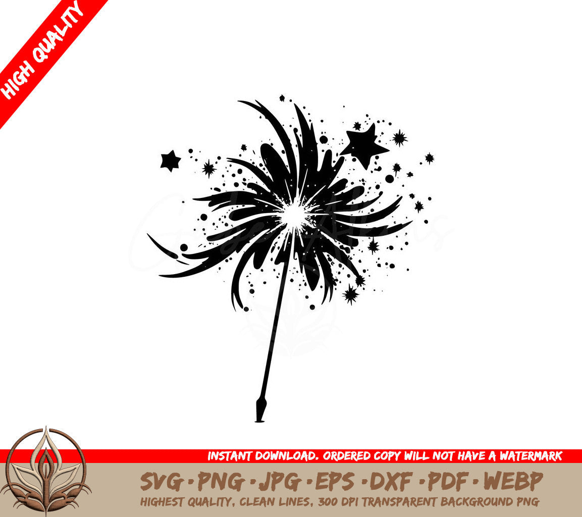 Sparkler Digital Design Cut File in SVG, PNG, JPG, AI, PDF, DXF, EPS and WebP Formats 
