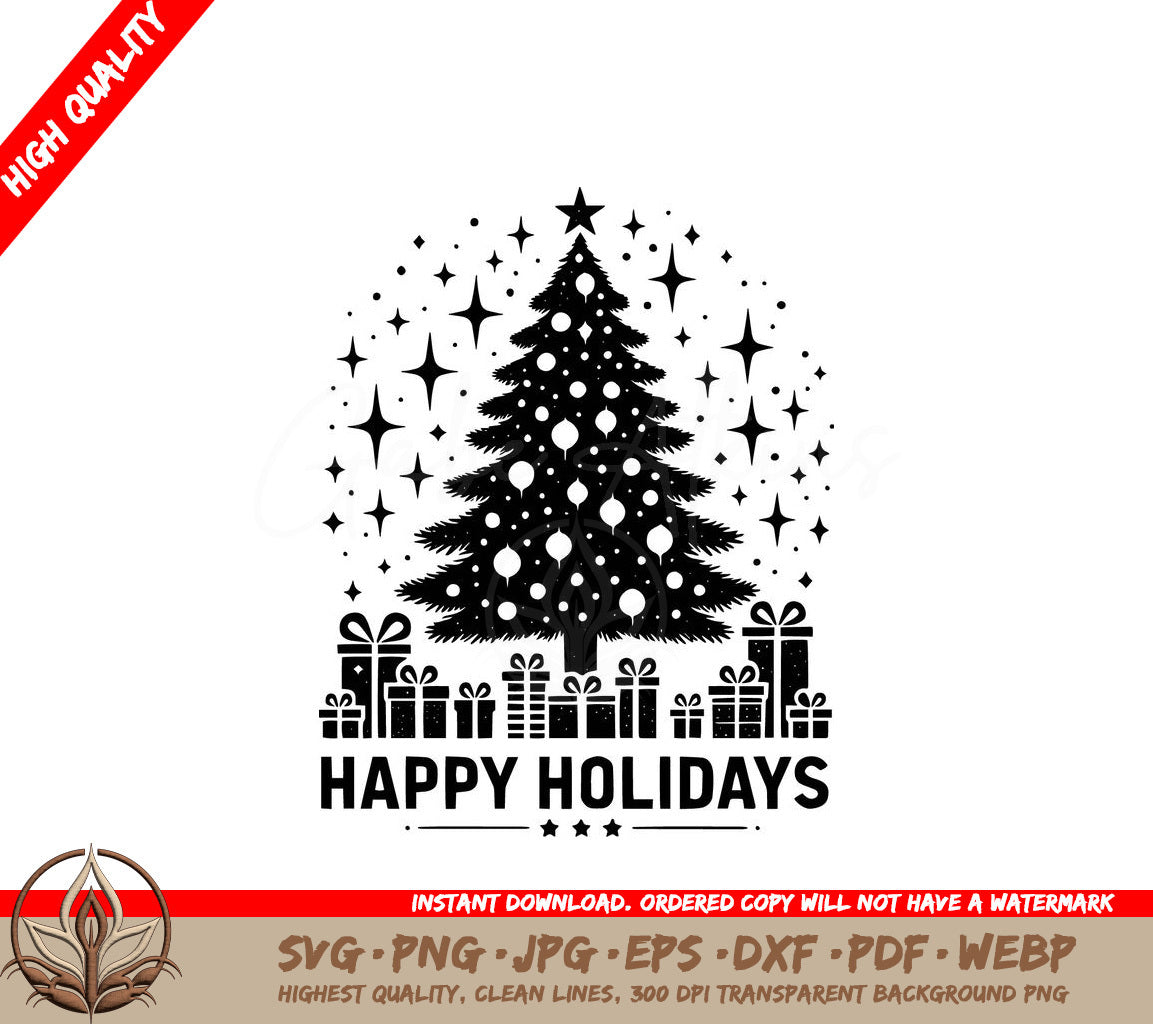 Sparkling Holidays Digital Design File in SVG, PNG, JPG, AI, PDF, DXF, EPS and WebP Formats 
