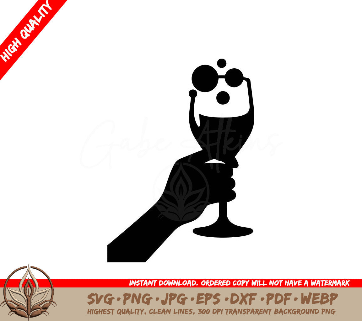 Sparkling Punch in Stemmed Glass Digital Design Cut File in SVG, PNG, JPG, AI, PDF, DXF, EPS and WebP Formats 
