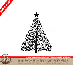 Sparkly Christmas Tree Digital Design - SVG PNG JPG AI PDF DXF EPS WebP File Formats 
