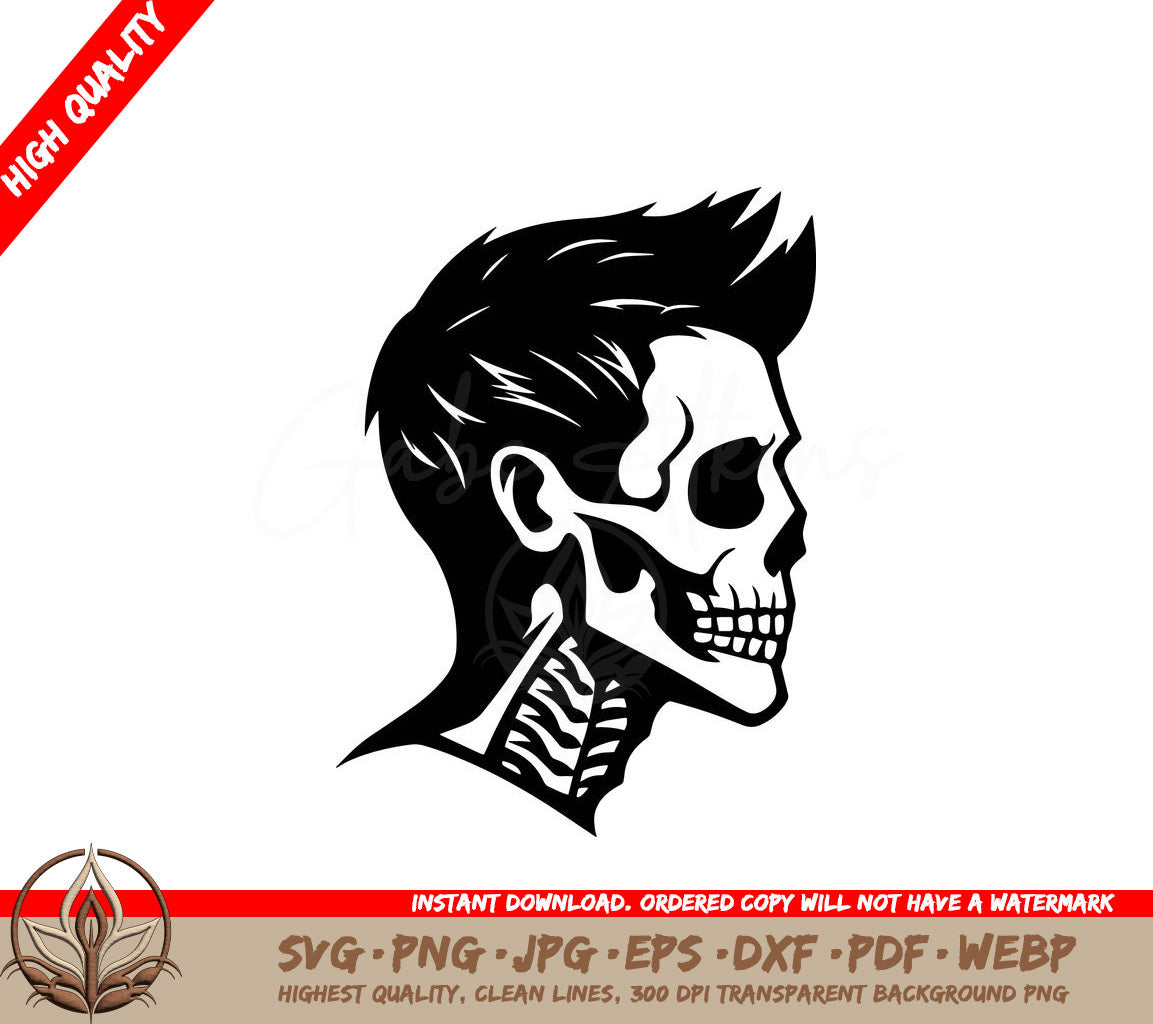 Spikey Haired Skeleton - Digital Design in Multiple File Formats 
