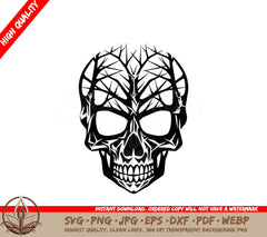 Spiney Skull: Digital Design File (SVG, PNG, JPG, AI, PDF, DXF, EPS, WebP) 
