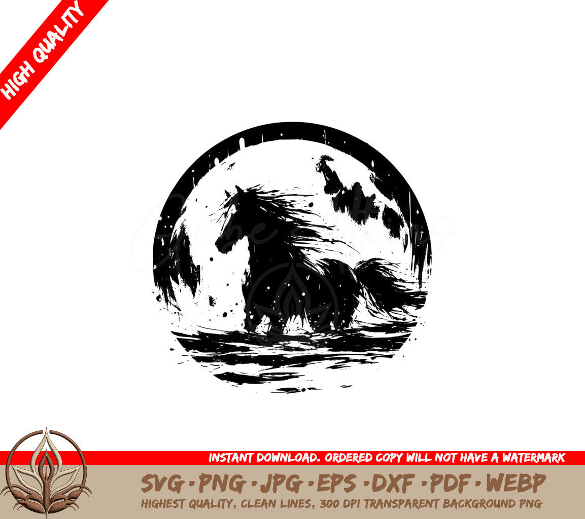 Splashing Moonlit Stallion SVG Cut File 
