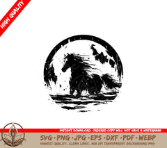 Splashing Moonlit Stallion SVG Cut File 
