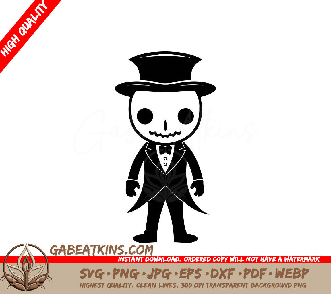 Spooky Halloween Skeleton Tuxedo SVG -  Mascot SVG