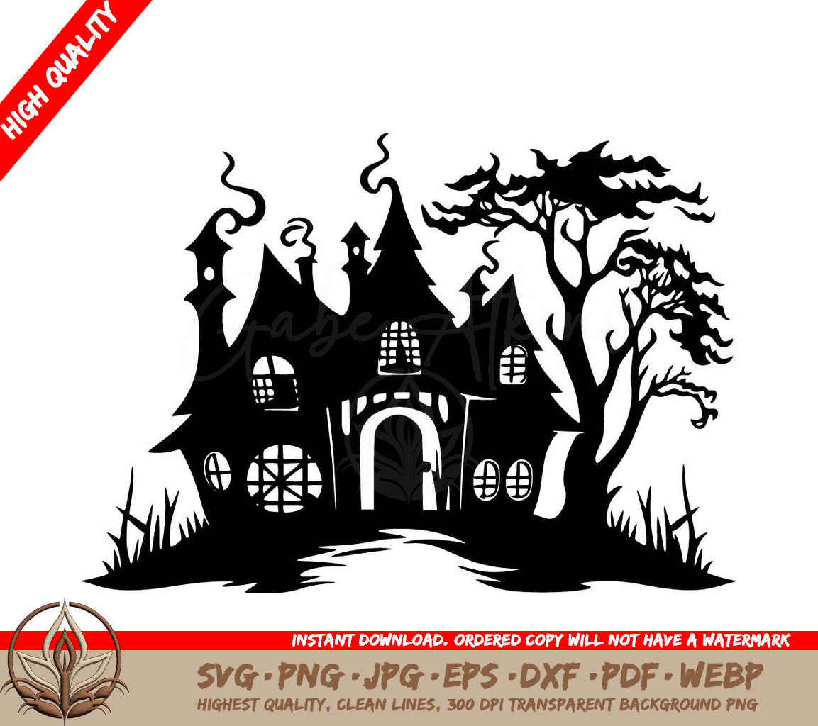 Spooky Cabin in Woods Digital Design File for Cutting Machines and Printing 
