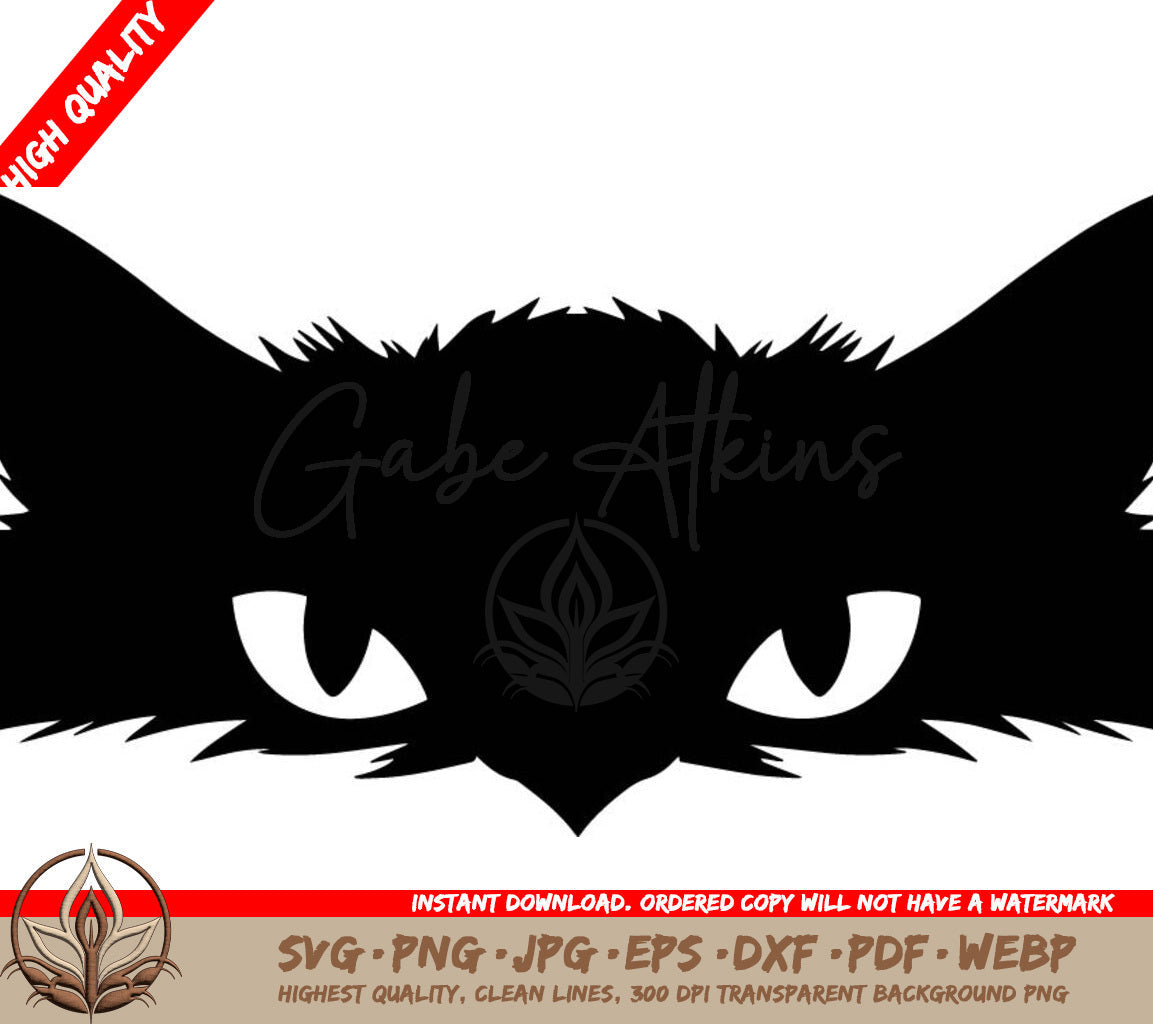 Spooky Cat Face Digital Design in SVG, PNG, JPG, AI, PDF, DXF, EPS and WebP File Formats 
