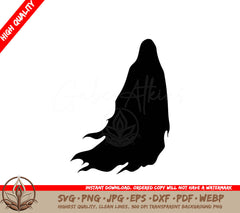 Spooky Flying Ghost - Digital Design in Multiple File Formats (SVG, PNG, JPG, AI, PDF, DXF, EPS, WebP) 
