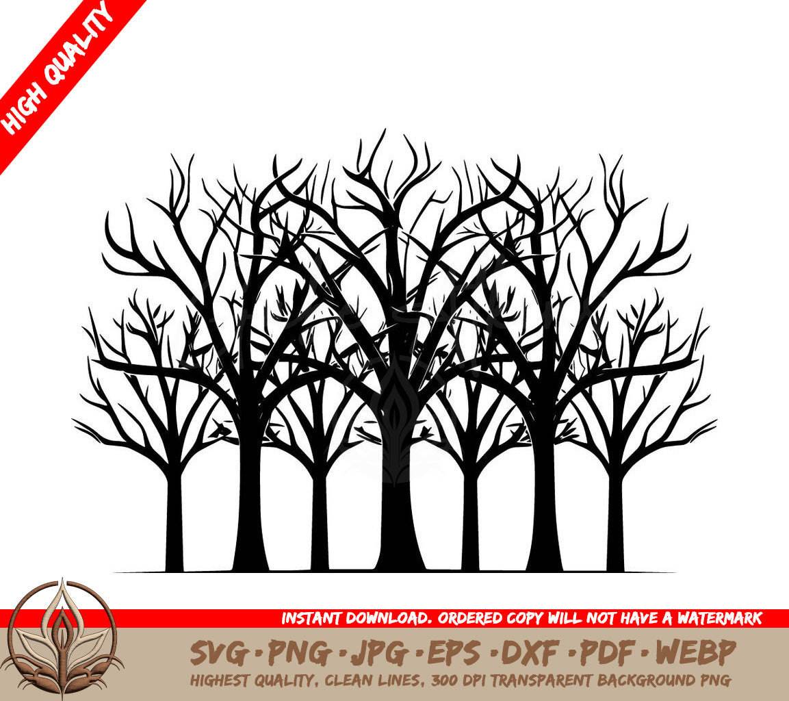 Spooky Forest Digital Design - SVG, PNG, JPG, AI, PDF, DXF, EPS and WebP File Formats 
