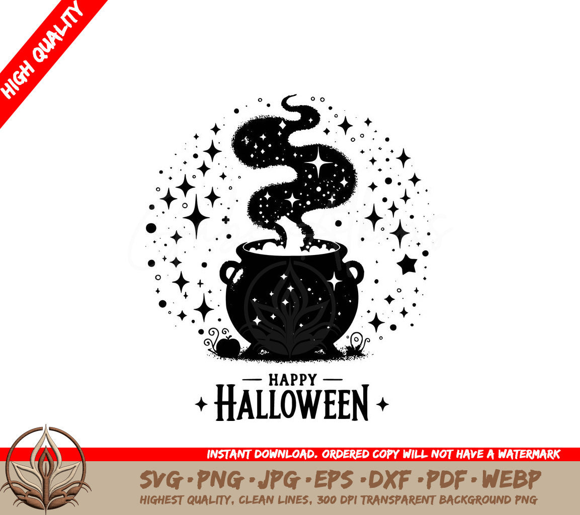 Spooky Halloween Cauldron SVG, PNG, JPG, AI, PDF, DXF, EPS and WebP - Digital Cut File 
