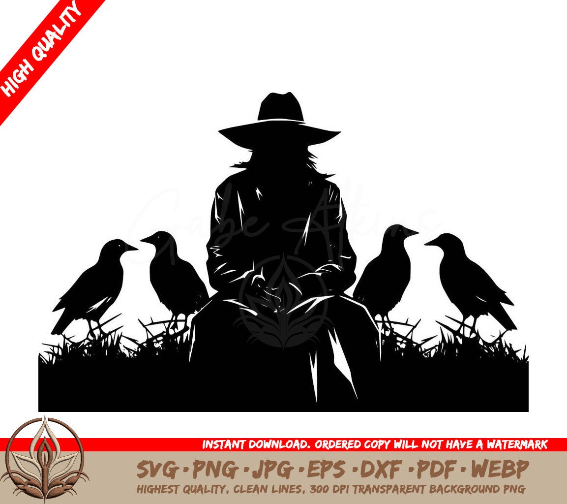 Spooky Scarecrow Digital Design File (SVG, PNG, JPG, AI, PDF, DXF, EPS, WebP) 
