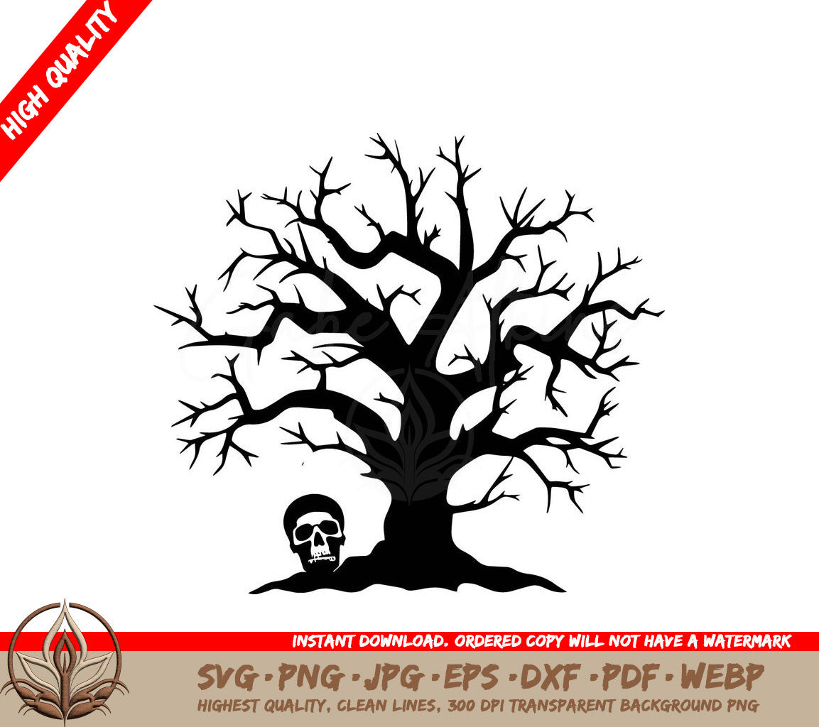 Spooky Tree Digital Design in Multiple File Formats (SVG, PNG, JPG, AI, PDF, DXF, EPS, WebP) 
