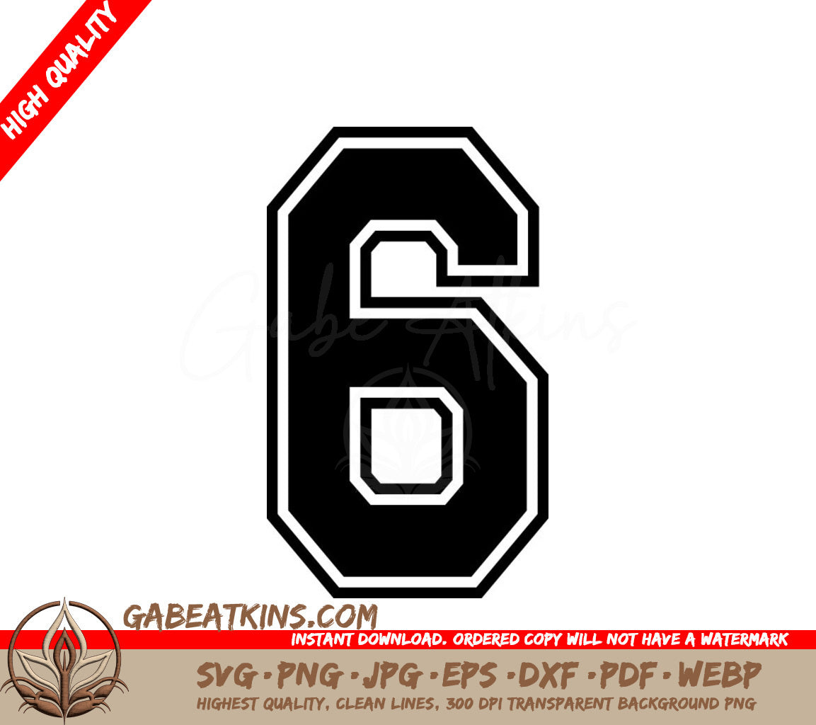  Sports Jersey Number 6 SVG SVG