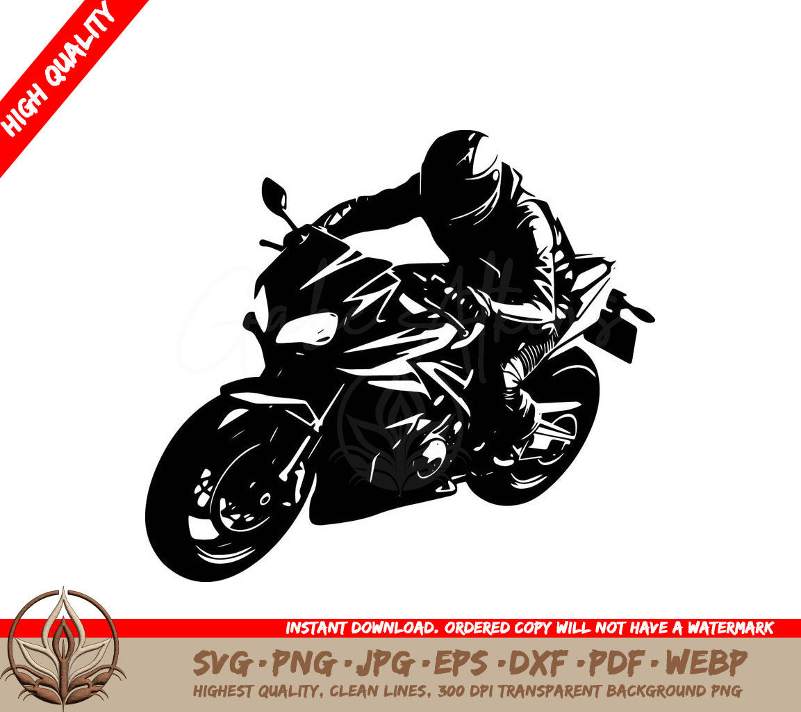 Sportsbike Rider Digital Design - SVG, PNG, JPG, AI, PDF, DXF, EPS  WebP File Formats 
