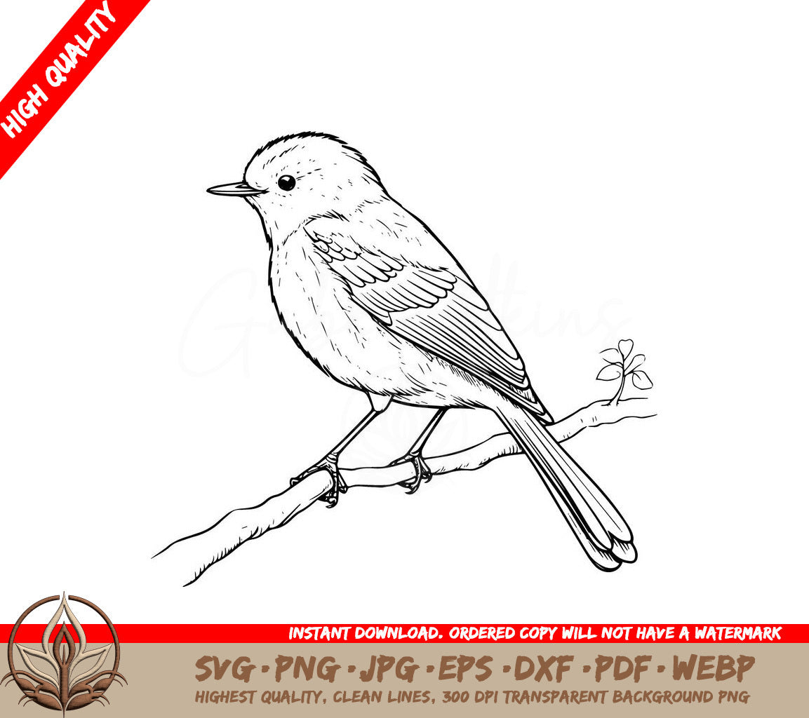 Spotted Bird Resting Digital Design File (SVG, PNG, JPG, AI, PDF, DXF, EPS, WebP) 
