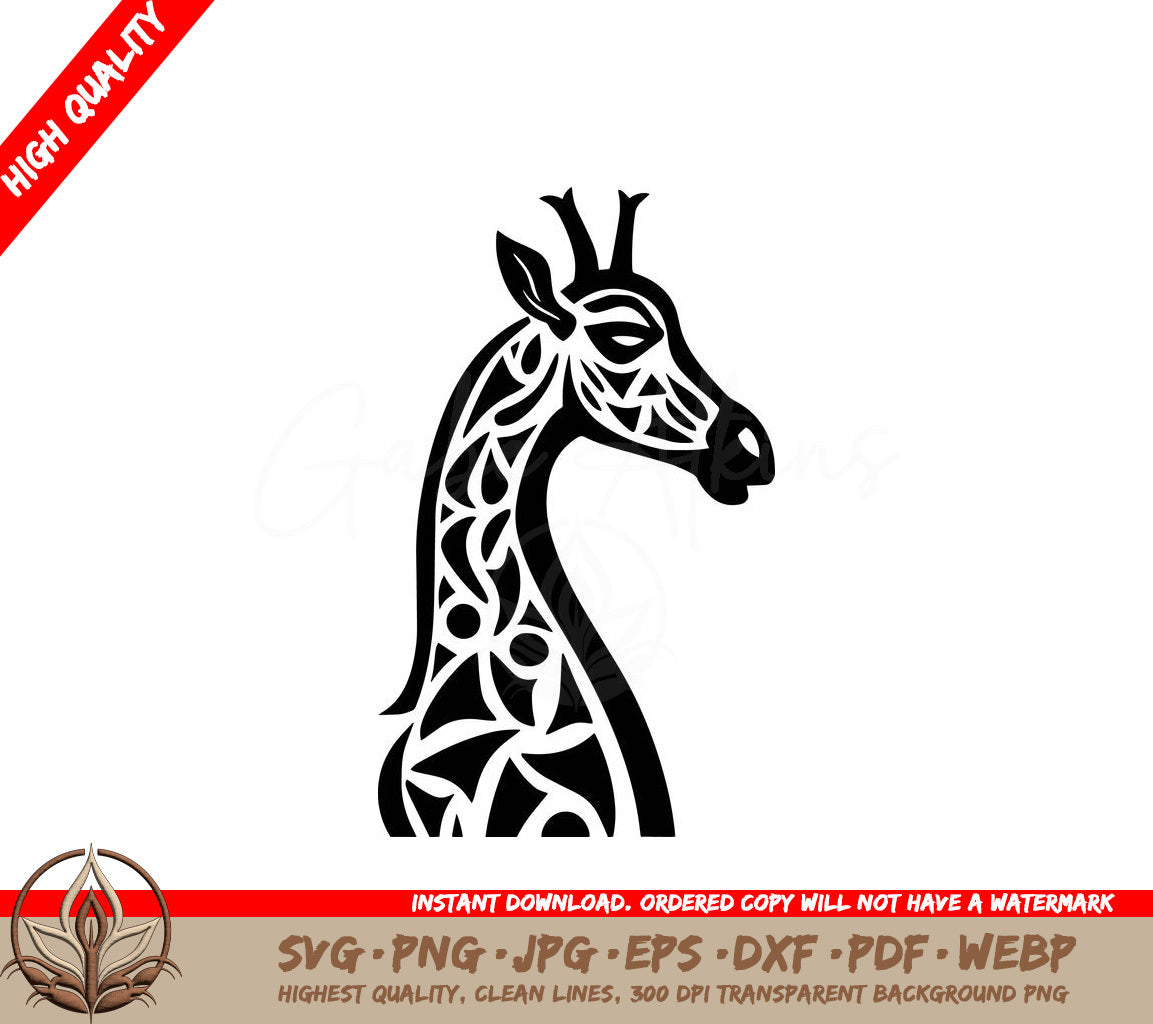 Spotted Giraffe Digital Design File in Multiple Formats (SVG, PNG, JPG, AI, PDF, DXF, EPS, WebP) 
