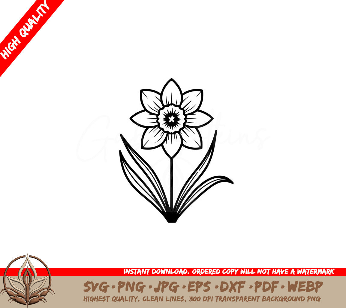 Spring Blossom Daffodil SVG Cut File 
