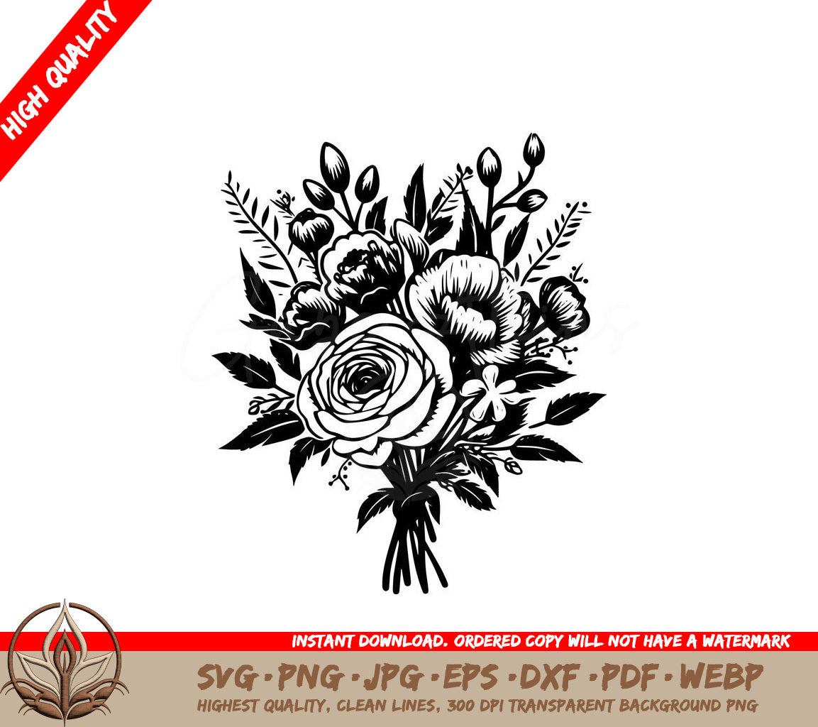 Spring Flowers Digital Design Files (SVG, PNG, JPG, AI, PDF, DXF, EPS, WebP) 
