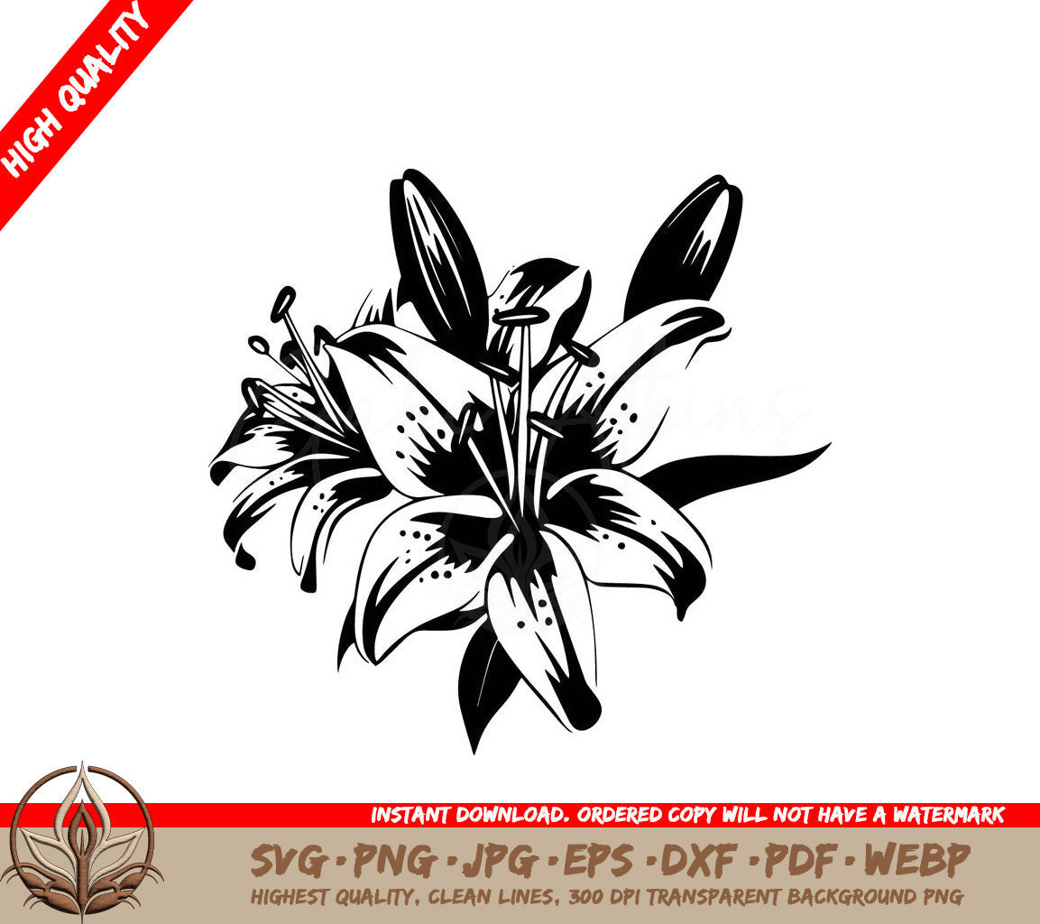 Spring Lily Digital Design - SVG, PNG, JPG, AI, PDF, DXF, EPS  WebP Formats 
