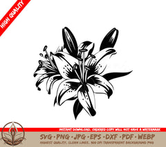 Spring Lily Digital Design - SVG, PNG, JPG, AI, PDF, DXF, EPS  WebP Formats 
