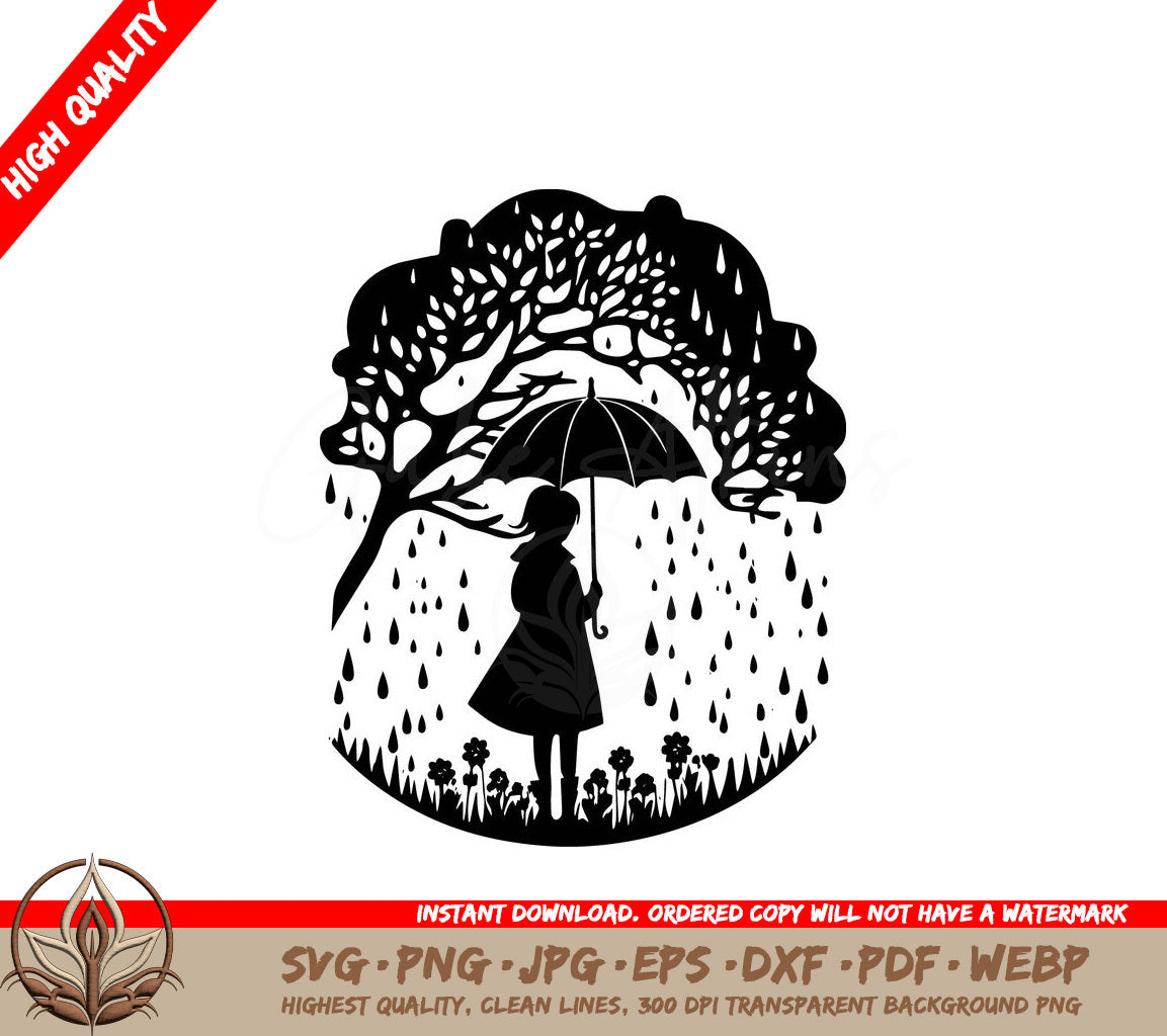 Spring Rainy Day Digital Design File (SVG, PNG, JPG, AI, PDF, DXF, EPS, WebP) 
