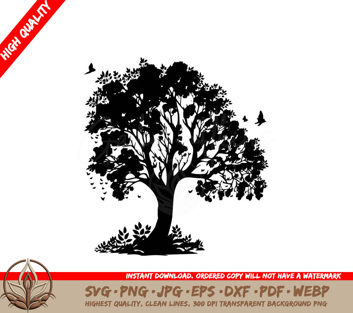 Spring Tree Digital Design File for Cutting Machines (SVG, PNG, JPG, AI, PDF, DXF, EPS, WebP) 
