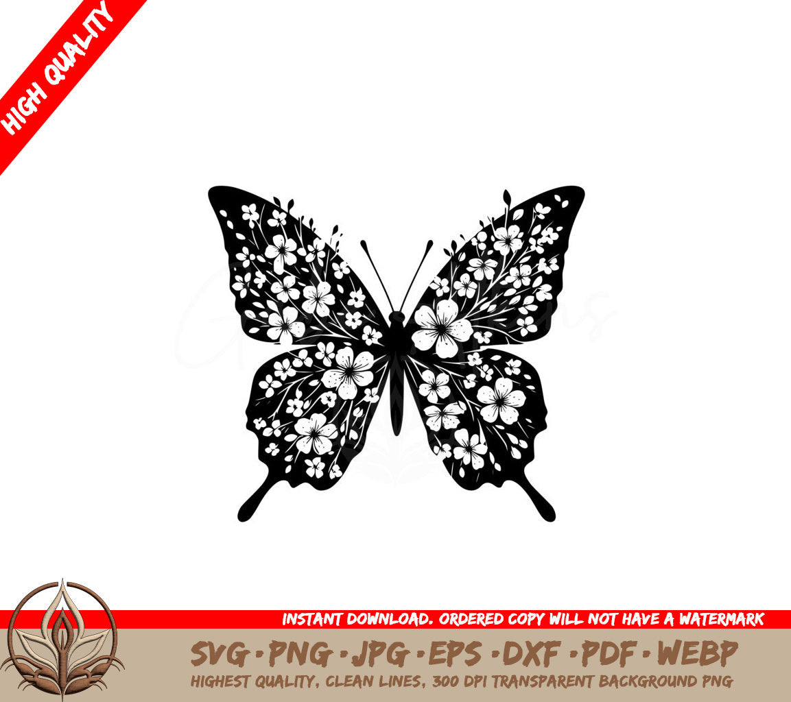 Spring Valley Butterfly SVG PNG JPG AI PDF DXF EPS WebP Digital Download 
