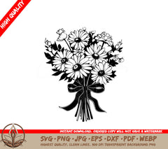 Springtime Daisy Bouquet Digital Design - SVG PNG JPG AI PDF DXF EPS WebP File Formats 
