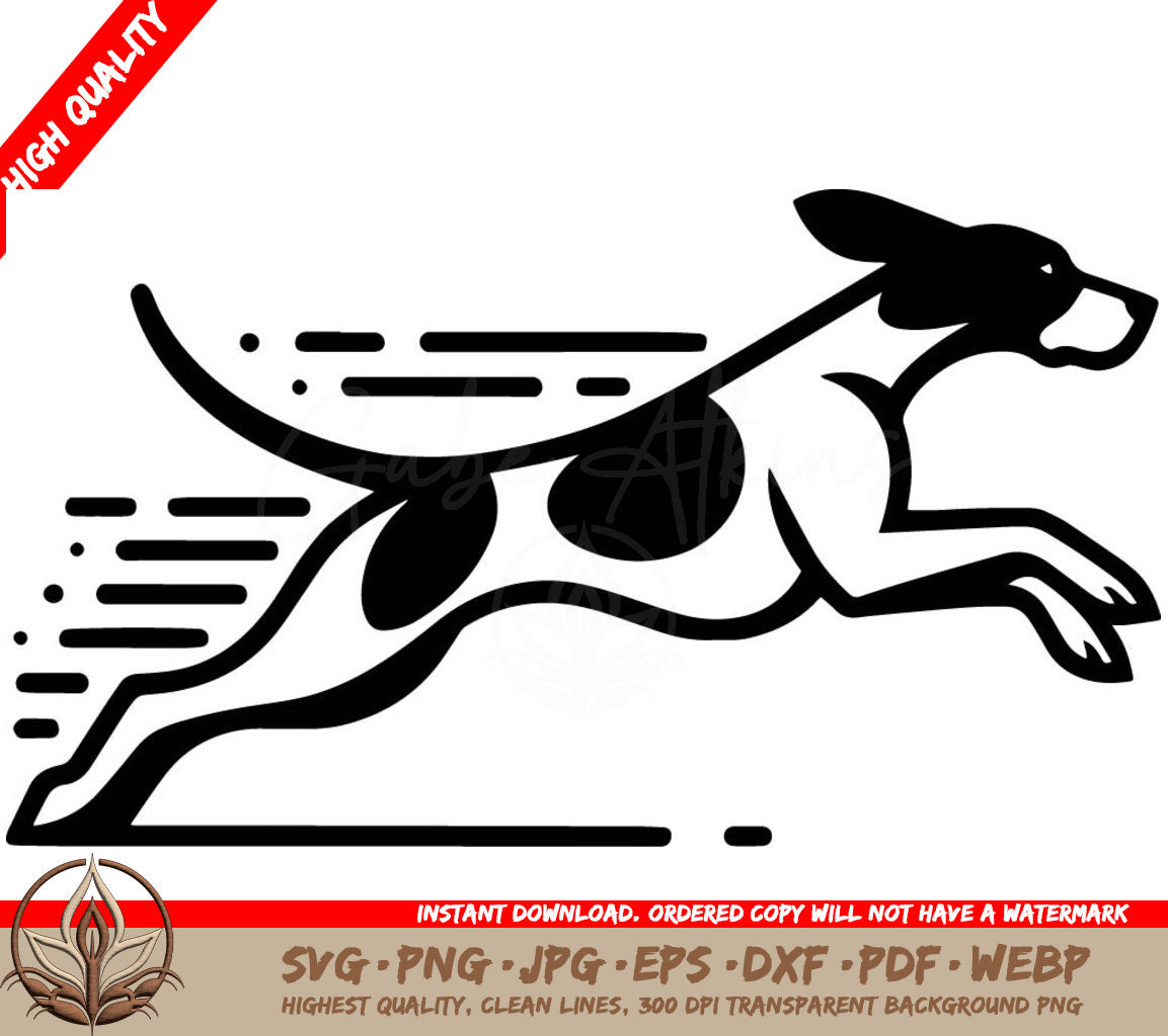 Sprinting Pointer Pup: Digital Design File (SVG, PNG, JPG, AI, PDF, DXF, EPS, WebP) 
