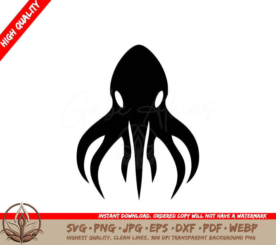 Squid Digital Design File in Multiple Formats (SVG, PNG, JPG, AI, PDF, DXF, EPS, WebP) 
