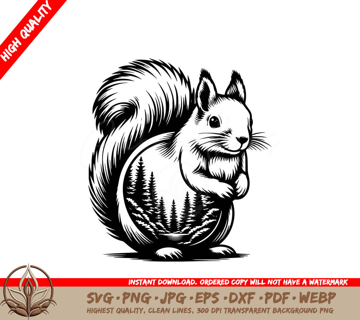 Squirrel Serenity Digital Design in Multiple File Formats 
